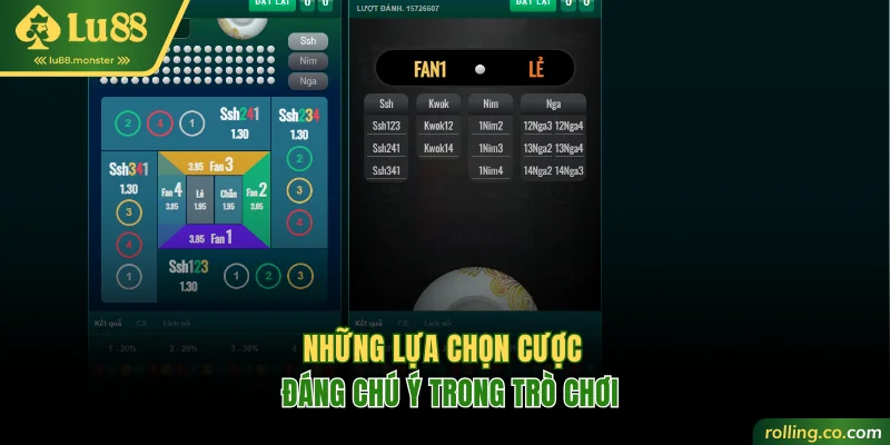 Những lựa chọn cược đáng chú ý trong trò chơi